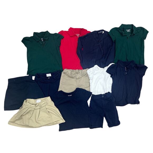 Lot Of 12 Uniform Tops Skorts Shorts Sz 4T Children’s Place & Lands End Toddler